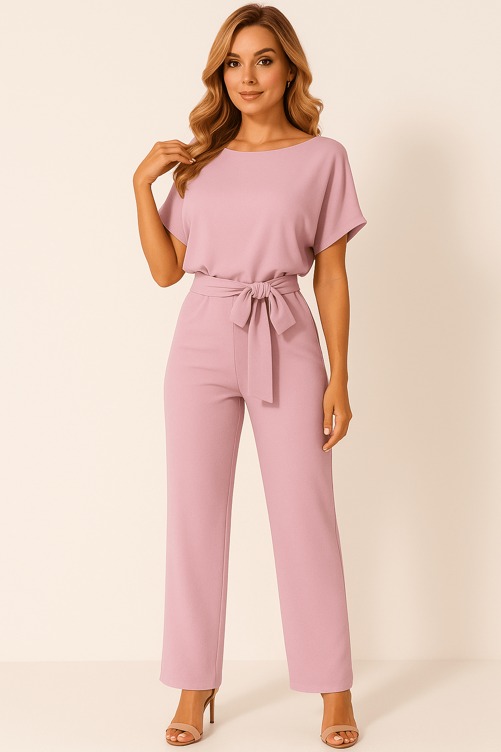 Elva Krawatten - Gürtel - Overall - Jumpsuits - Hellrosa - Müller Mode