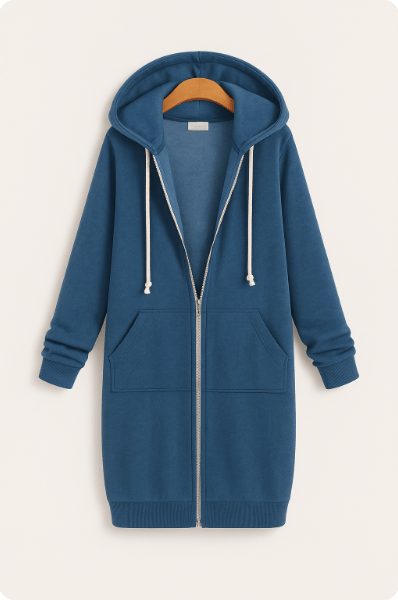 Ember Knielanger Hoodie - Sweatshirts & Hoodies - Blau - Müller Mode